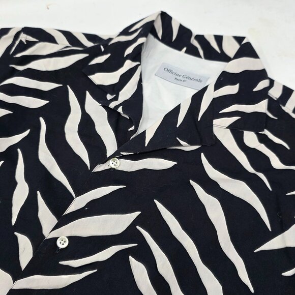 Officine Generale Paris Zebra Print Button Down Short Sleeve Shirt Men's M - Picture 1 of 5